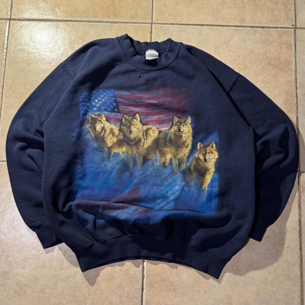 Vintage 90s american flag work crewneck Size M in mens
